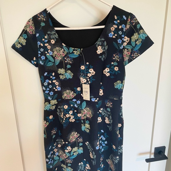 NWT Petite 00P Loft Floral Scoop Back Pocket Dress - Picture 3 of 4